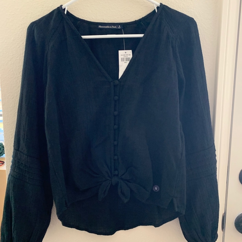 Abercrombie Black long sleeve tie knot
